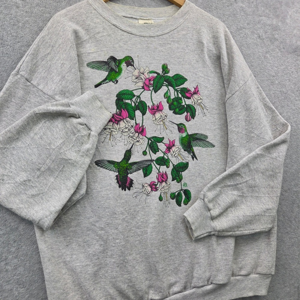 90s VINTAGE Birdwatcher Grandmacore Hummingbird Sweatshirt Womens 2XL USA